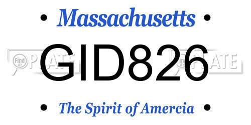 GID826 Massachusetts License Plate