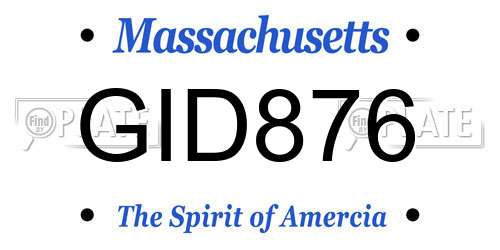 GID876 Massachusetts License Plate