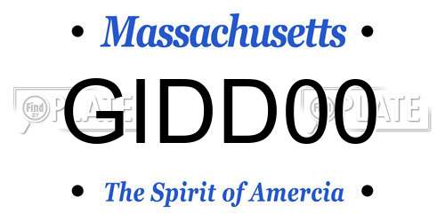 GIDD00 Massachusetts License Plate
