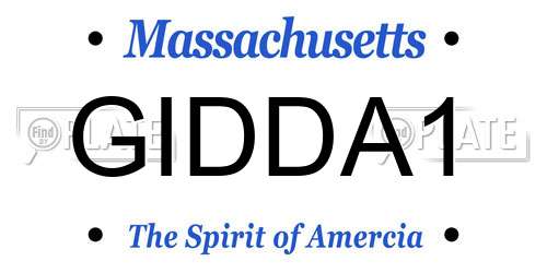 GIDDA1 Massachusetts License Plate