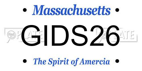 GIDS26 Massachusetts License Plate