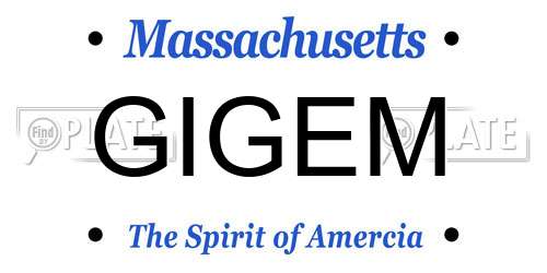 GIGEM Massachusetts License Plate