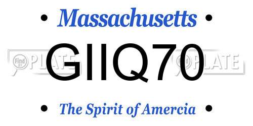 GIIQ70 Massachusetts License Plate