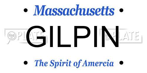 GILPIN Massachusetts License Plate