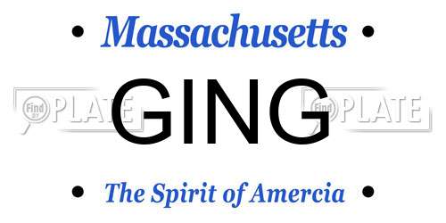 GING Massachusetts License Plate