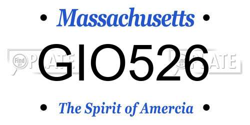 GIO526 Massachusetts License Plate