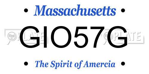 GIO57G Massachusetts License Plate