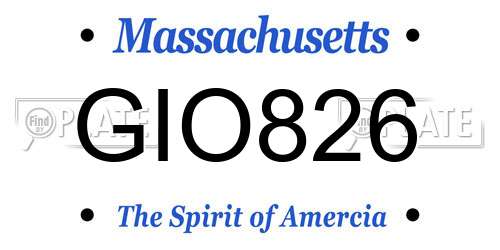 GIO826 Massachusetts License Plate