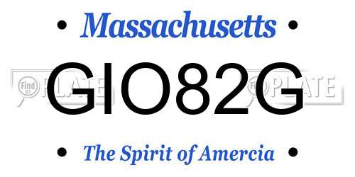 GIO82G Massachusetts License Plate