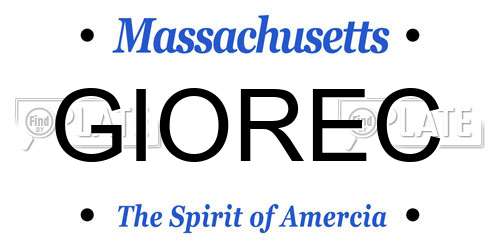 GIOREC Massachusetts License Plate