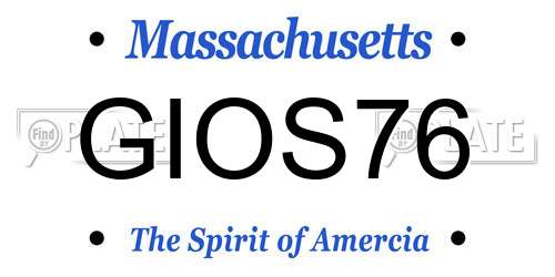 GIOS76 Massachusetts License Plate
