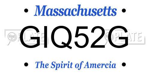 GIQ52G Massachusetts License Plate
