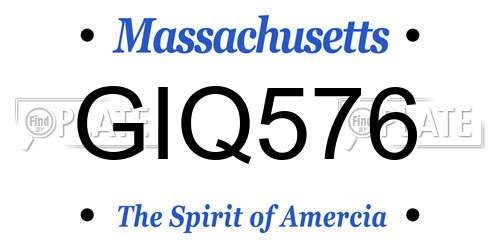 GIQ576 Massachusetts License Plate