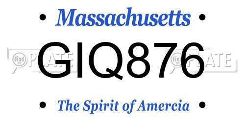 GIQ876 Massachusetts License Plate
