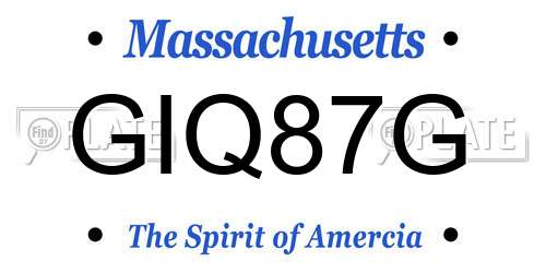 GIQ87G Massachusetts License Plate