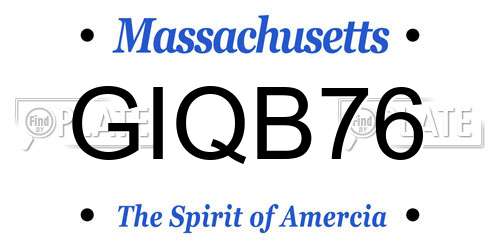 GIQB76 Massachusetts License Plate