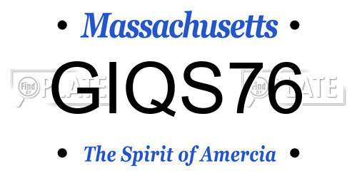 GIQS76 Massachusetts License Plate