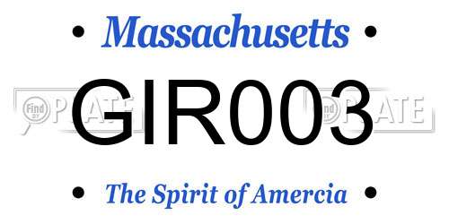 GIR003 Massachusetts License Plate