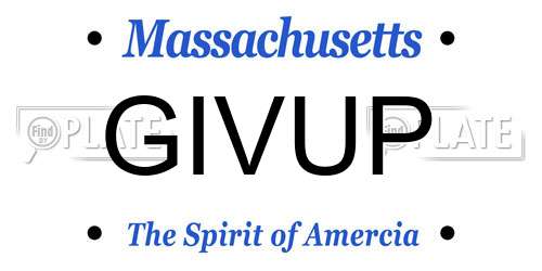 GIVUP Massachusetts License Plate