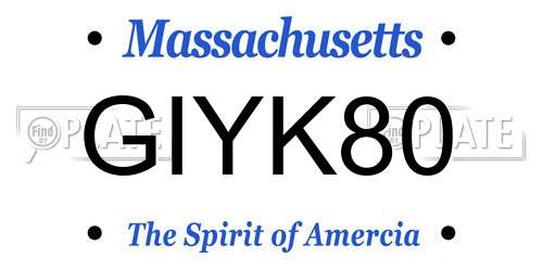 GIYK80 Massachusetts License Plate