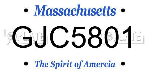 GJC5801 Massachusetts License Plate