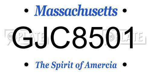 GJC8501 Massachusetts License Plate