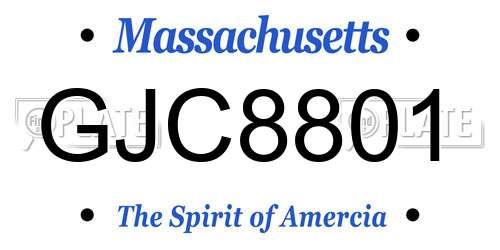 GJC8801 Massachusetts License Plate