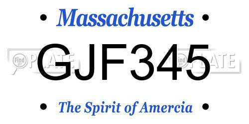 GJF345 Massachusetts License Plate