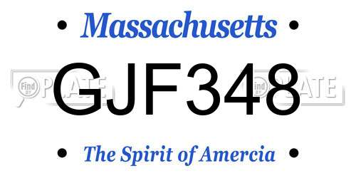 GJF348 Massachusetts License Plate
