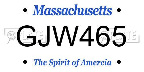GJW465 Massachusetts License Plate