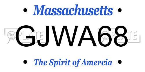 GJWA68 Massachusetts License Plate