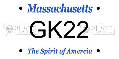 GK22 Massachusetts License Plate