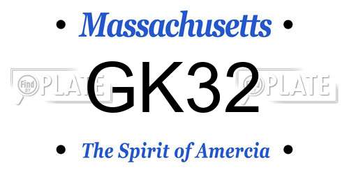 GK32 Massachusetts License Plate