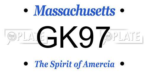 GK97 Massachusetts License Plate