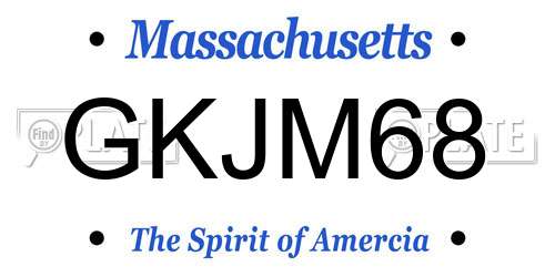 GKJM68 Massachusetts License Plate