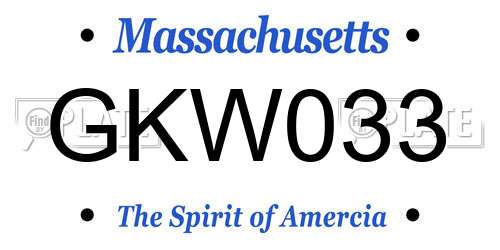 GKW033 Massachusetts License Plate
