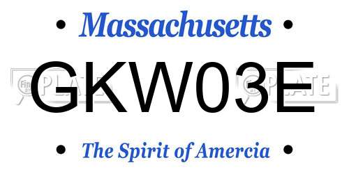 GKW03E Massachusetts License Plate