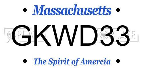 GKWD33 Massachusetts License Plate
