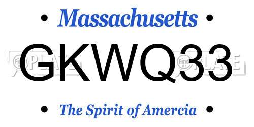 GKWQ33 Massachusetts License Plate
