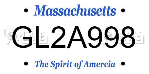 GL2A998 Massachusetts License Plate