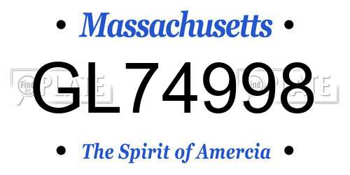 GL74998 Massachusetts License Plate