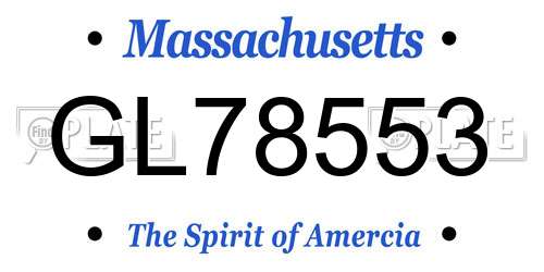 GL78553 Massachusetts License Plate