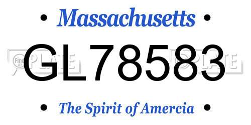 GL78583 Massachusetts License Plate
