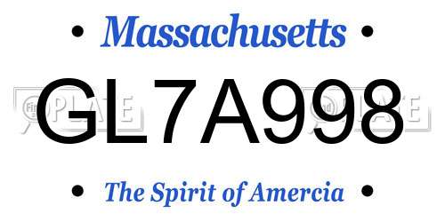 GL7A998 Massachusetts License Plate