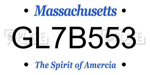 GL7B553 Massachusetts License Plate