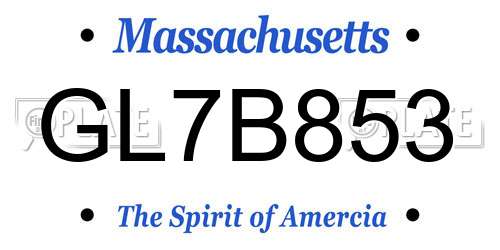 GL7B853 Massachusetts License Plate