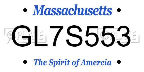 GL7S553 Massachusetts License Plate