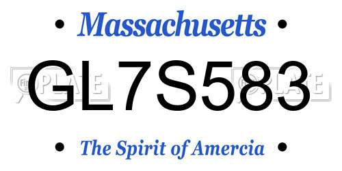 GL7S583 Massachusetts License Plate