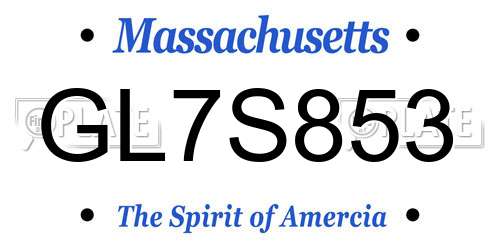 GL7S853 Massachusetts License Plate