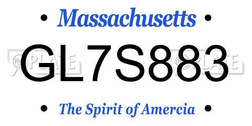 GL7S883 Massachusetts License Plate